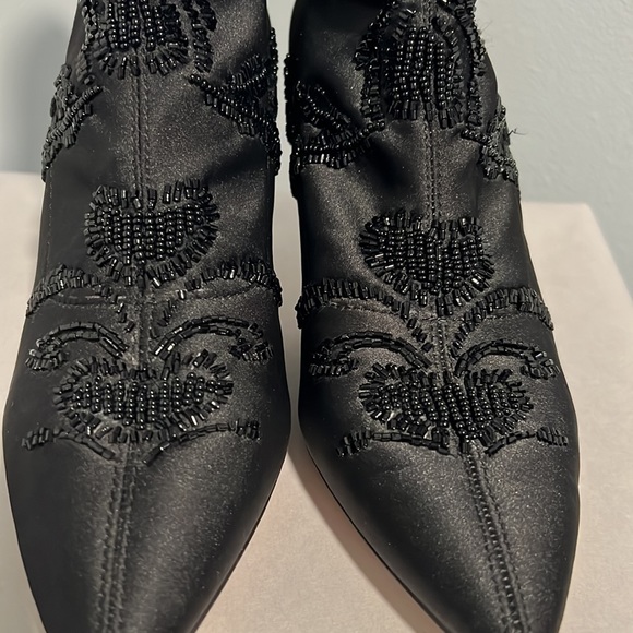 Zara Basics Black Satin Beaded Booties Boots - Picture 10 of 14